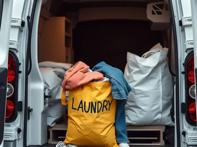 Lee's Laundromat clean laundry delivery bag