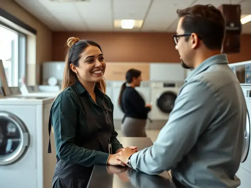Friendly staff at Lee's Laundromat ready to help with your questions